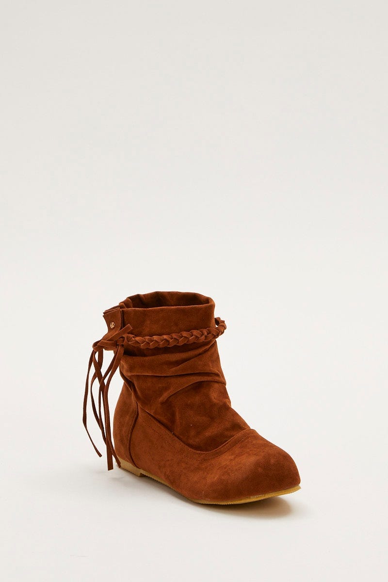 Brown Slouch Lace Detail Boots You All Shop Online You All