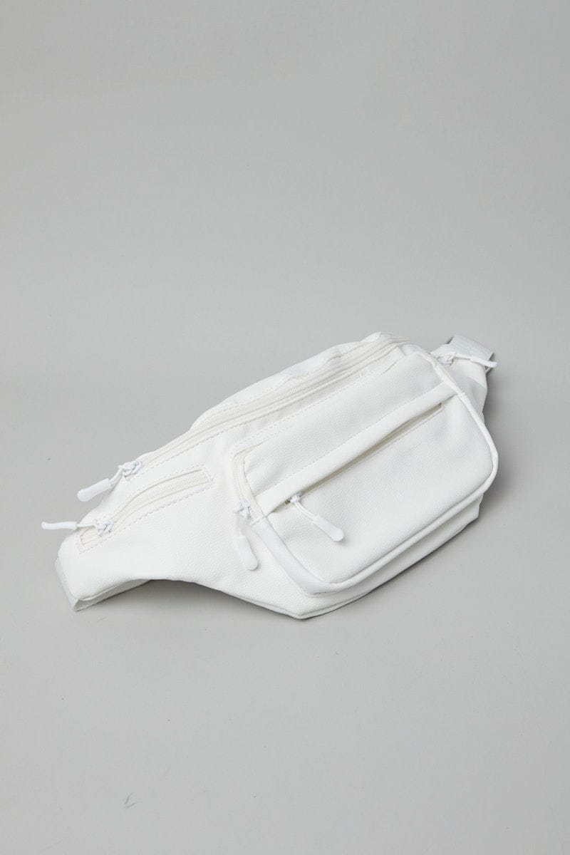 White Zip Detail Bum Bag