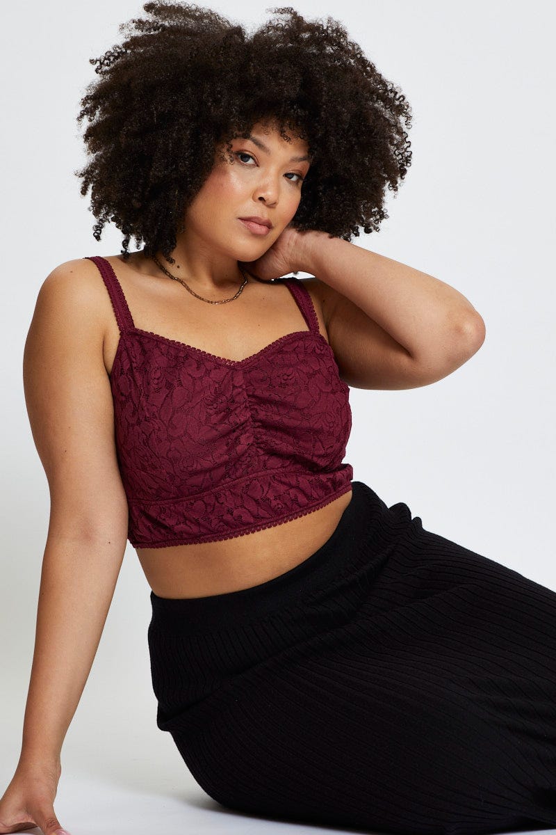 Plus Size Red Lace Bralette, You + All