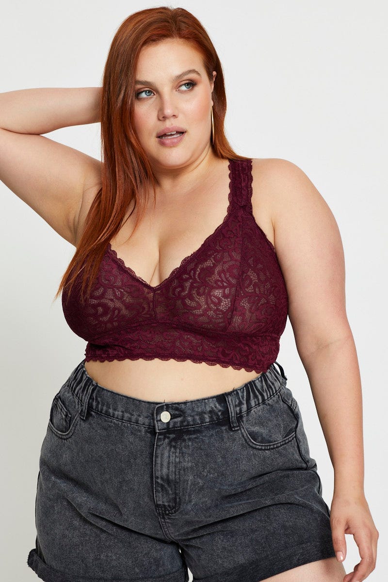 Plus Size Red Lace Bralette, You + All
