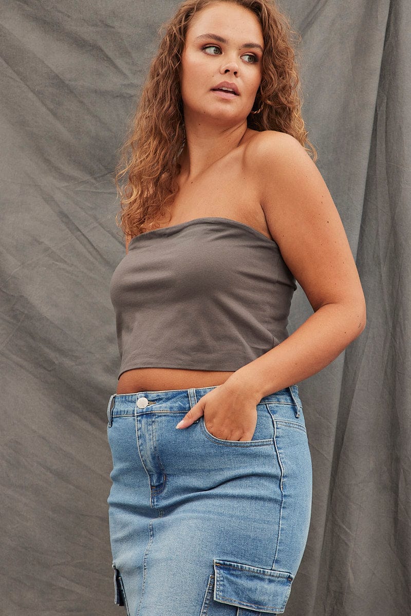 Grey Bandeau Top Cotton for YouandAll Fashion