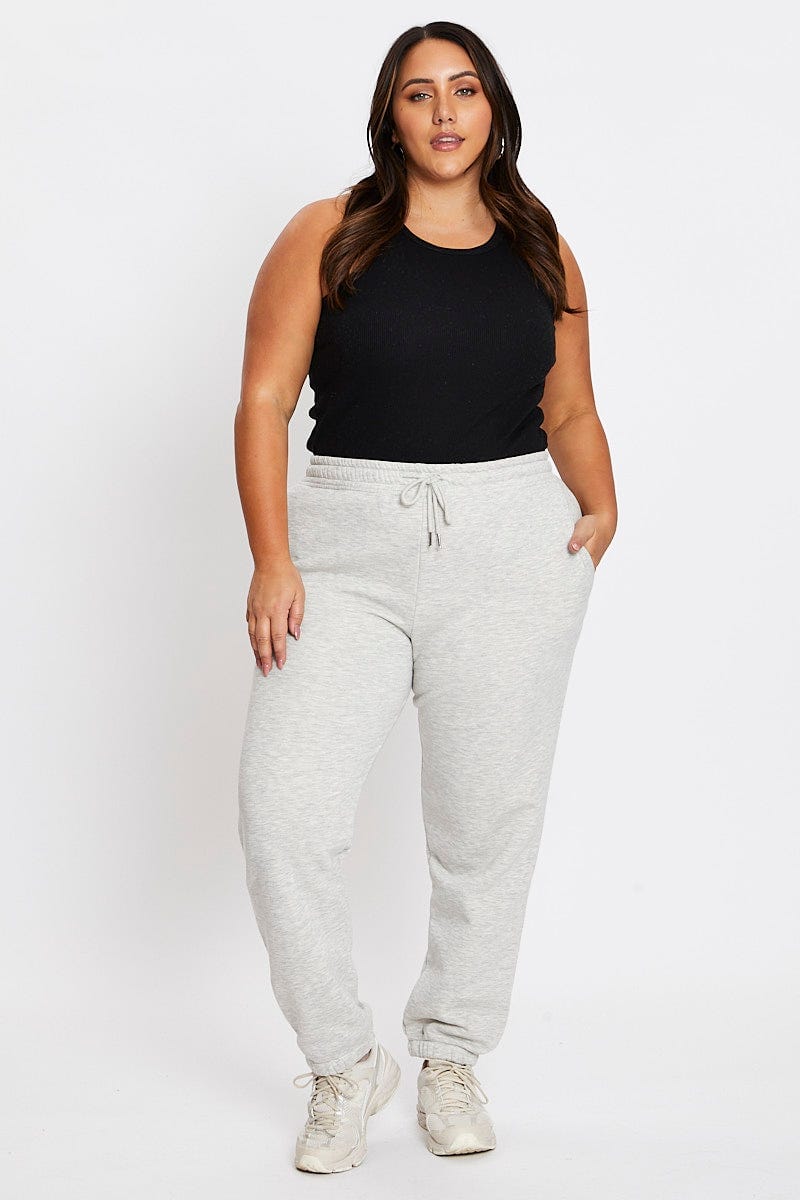 Plus Size Grey Elastic Waist Track Pants You All Shop Online