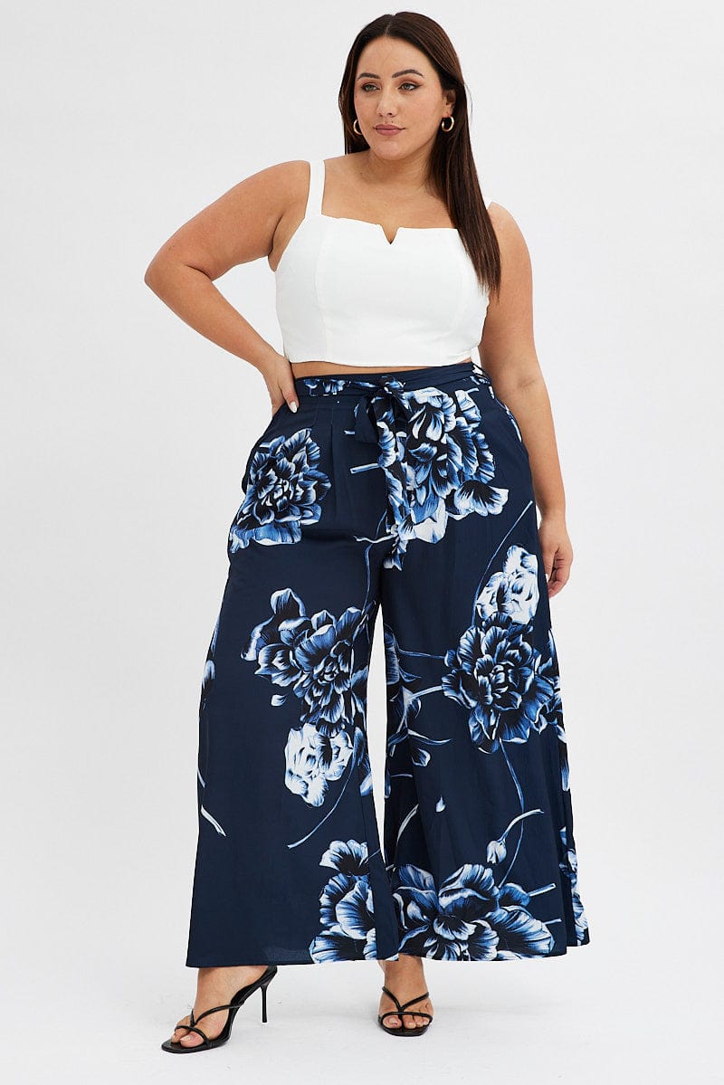 Shop Abstract print crepe palazzo pants