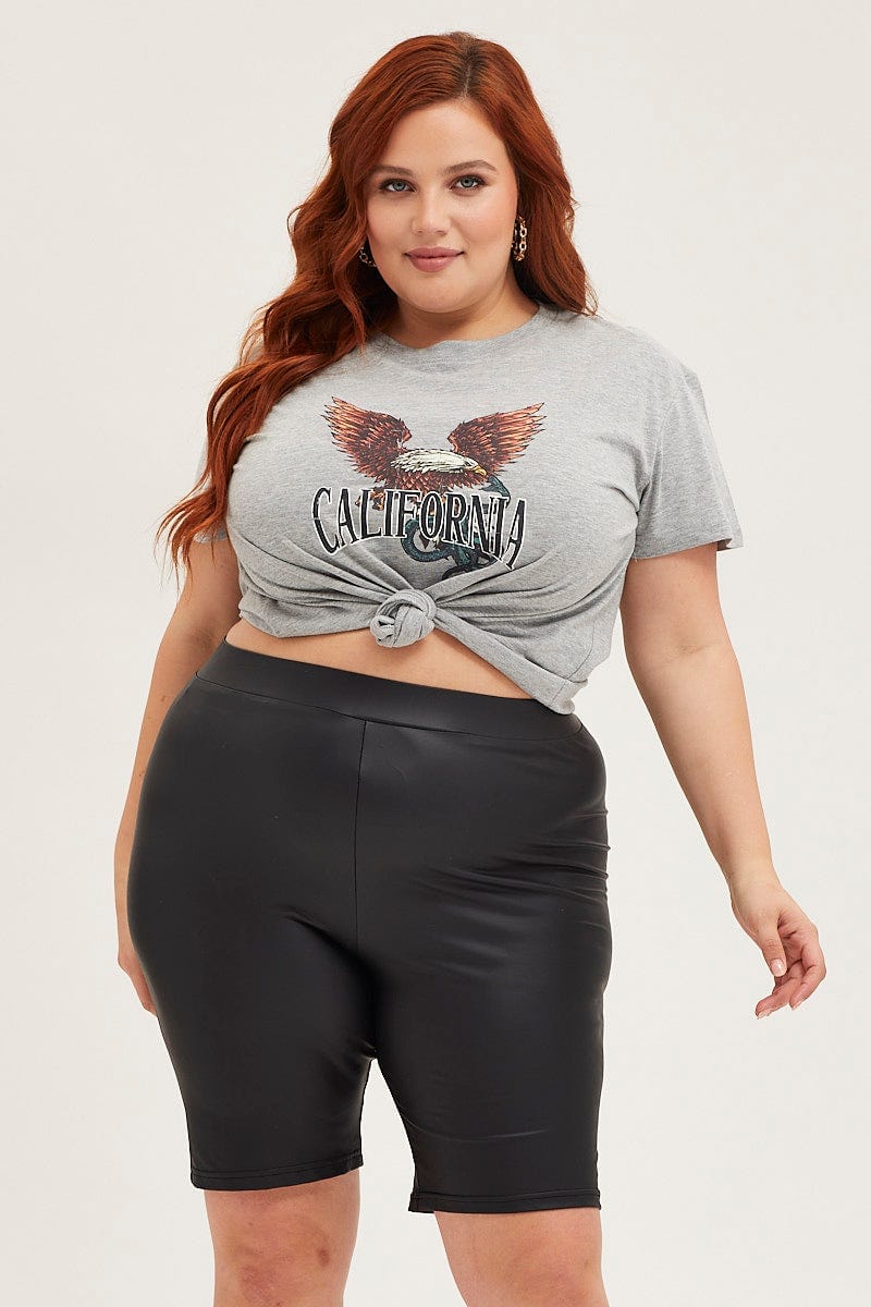 Wet Cheap Bike Shorts Womens Plus Size Black High Waist Wet Look