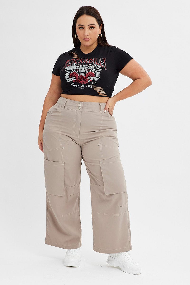 Cargo Pants Women's Plus Size Slacks Grey Cargo Pant Wide Leg