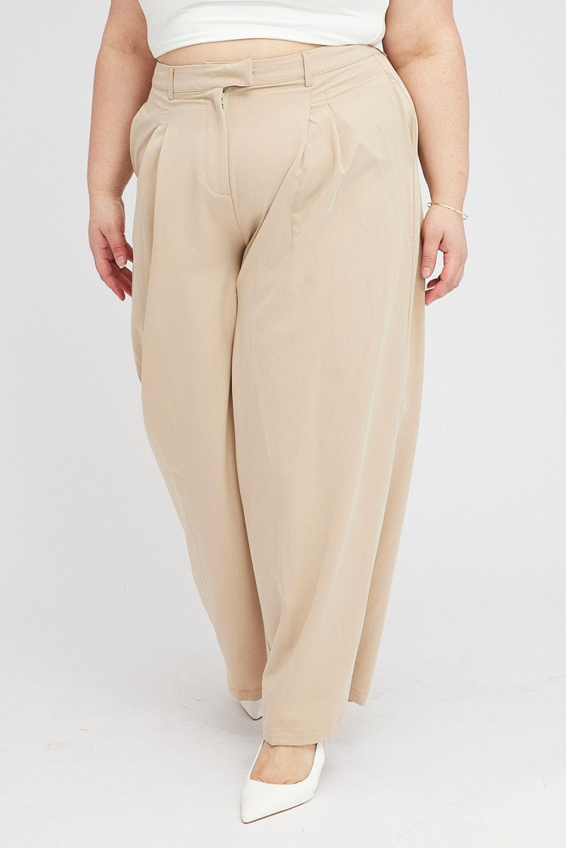 Beige Wide Leg Pants Tailored for YouandAll Fashion