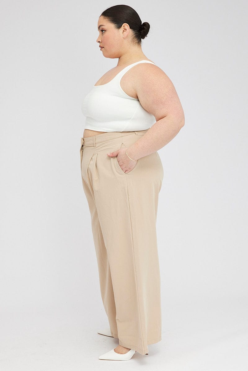 Beige Wide Leg Pants Tailored for YouandAll Fashion