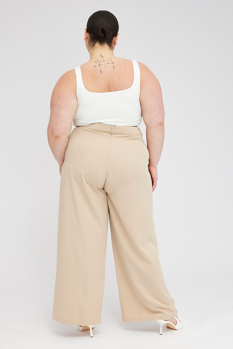 Beige Wide Leg Pants Tailored for YouandAll Fashion