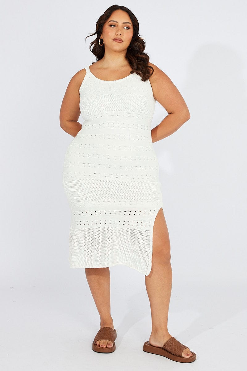 White Crochet Knit Dress Sleeveless | You & All White Crochet Knit Dress Sleeveless | You & All