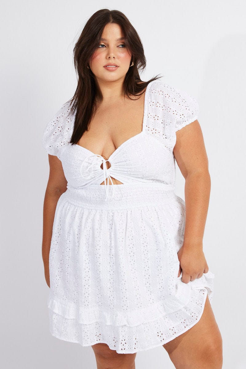 Short Sleeve White Plus Size Sun Dress Plus Size Women Summer Holiday Round Neck Short Sleeve Short Sleeve White Plus Size Sun Dress Plus Size Women Summer Holiday Round Neck Short Sleeve