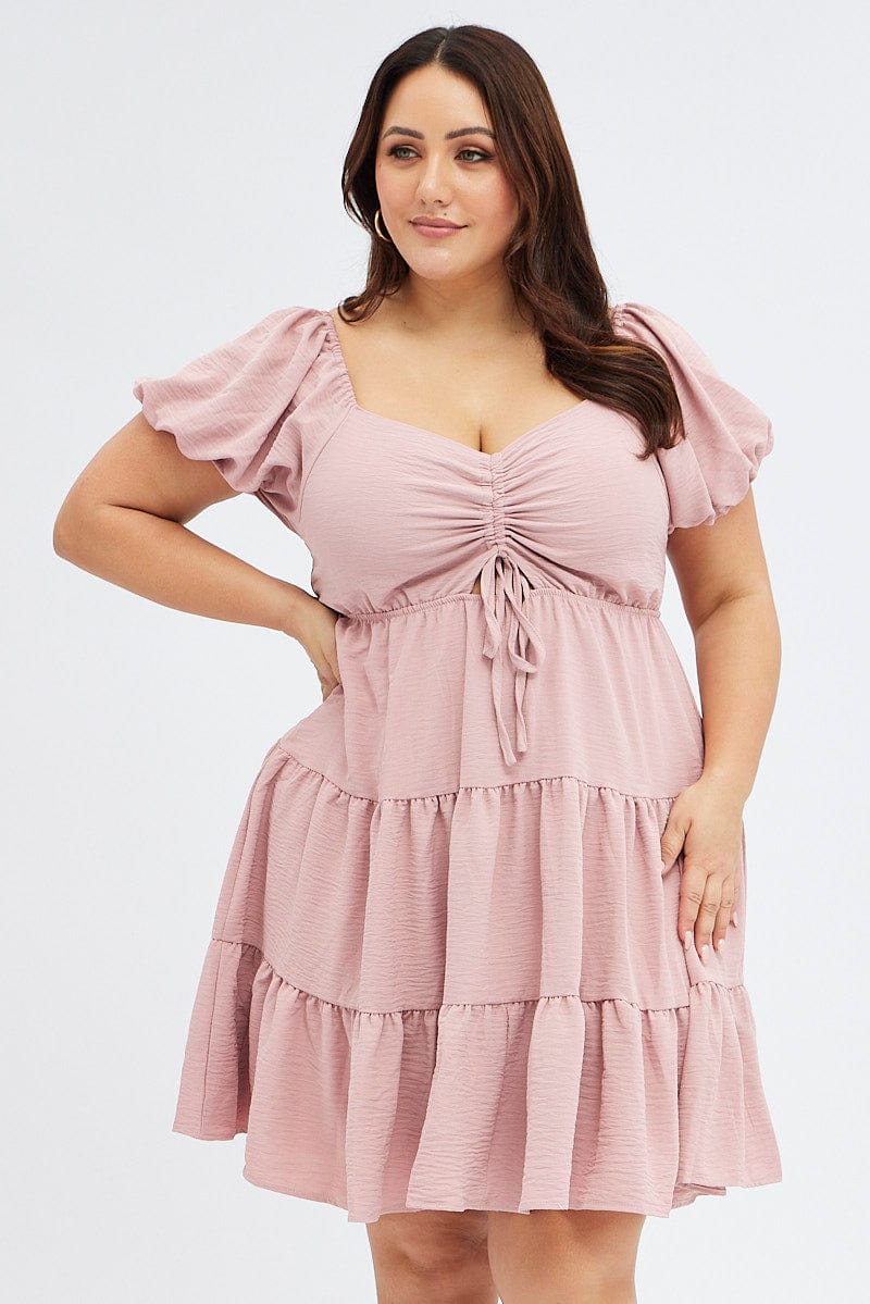 plus size pink skater dress boohoo Women's Plus Bengaline Mini Skater Dress in Baby Pink | Size: 20