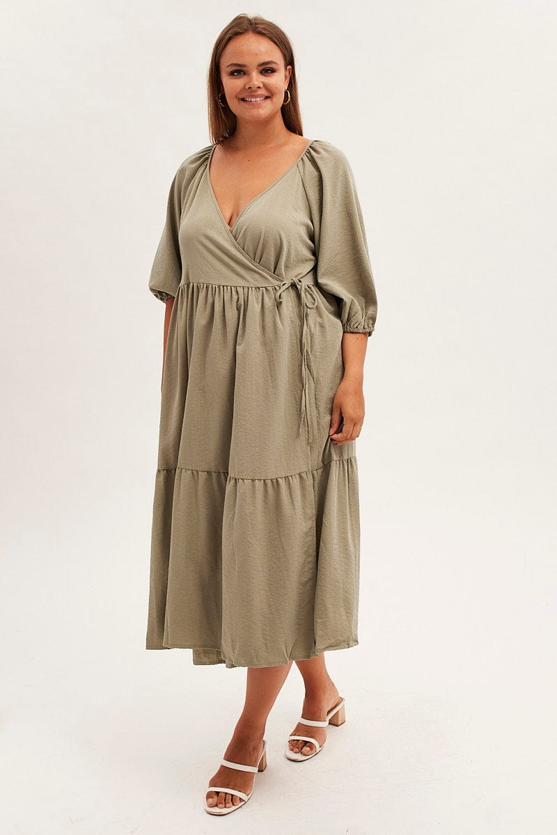 Green Maxi Dress Wrap Short Sleeve | You & All Green Maxi Dress Wrap Short Sleeve | You & All
