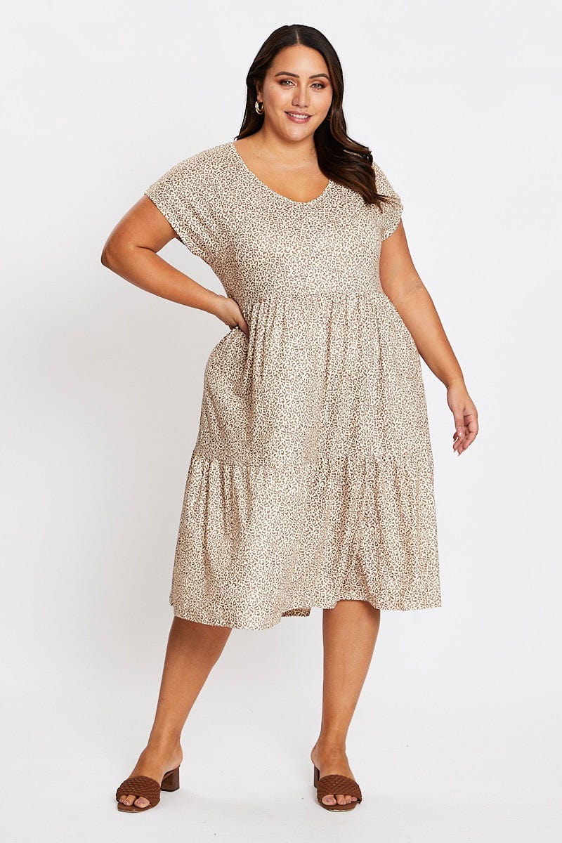 Plus Size Animal Print Short Sleeve Leopard Dress You All