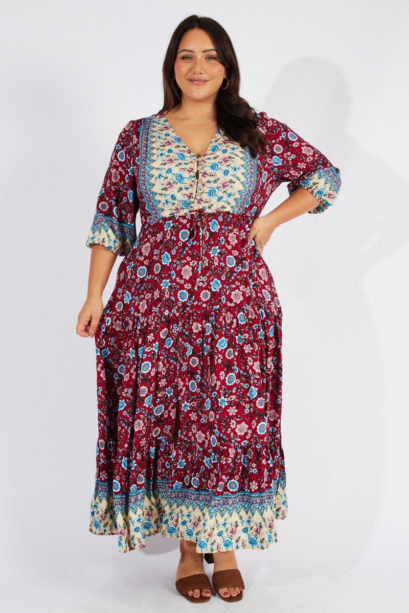 Boho Maxi Dress Plus Size Boho Clothing Multi Boho Maxidress Puff