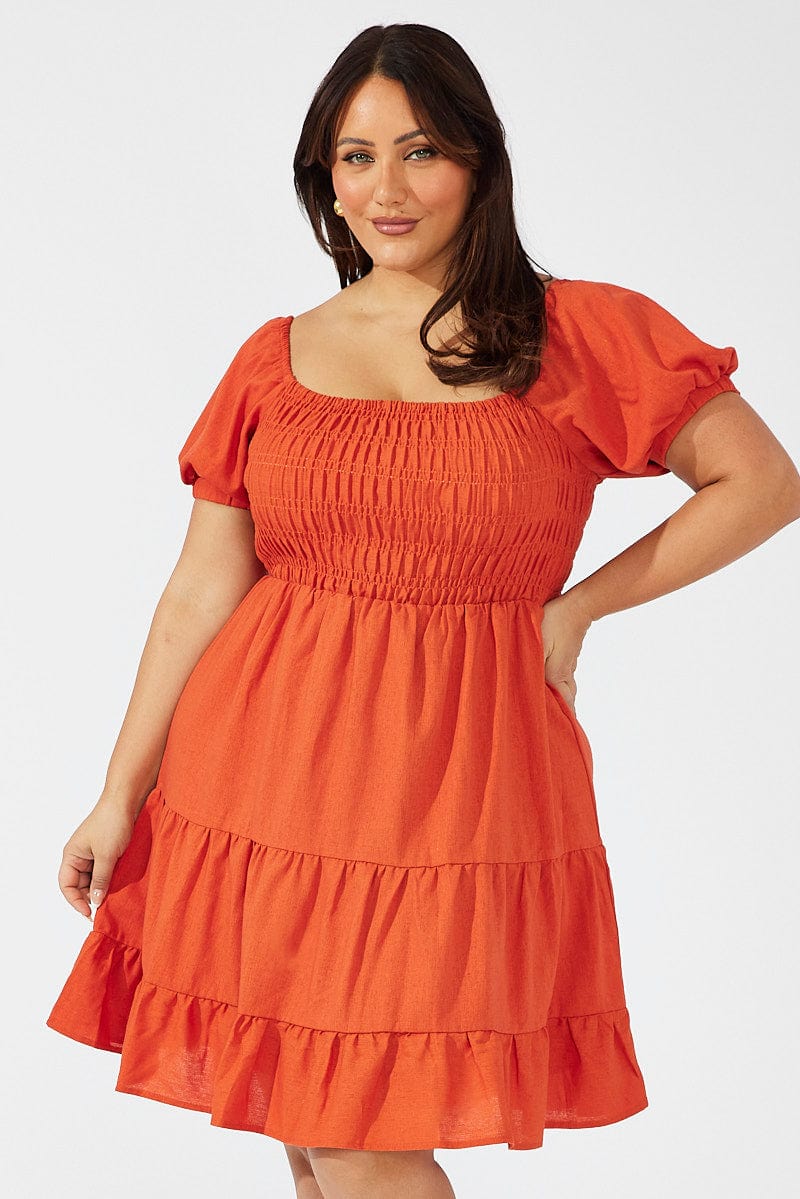 shirred skater dress boohoo Women's Plus Cotton Shirred Skater Dress in White