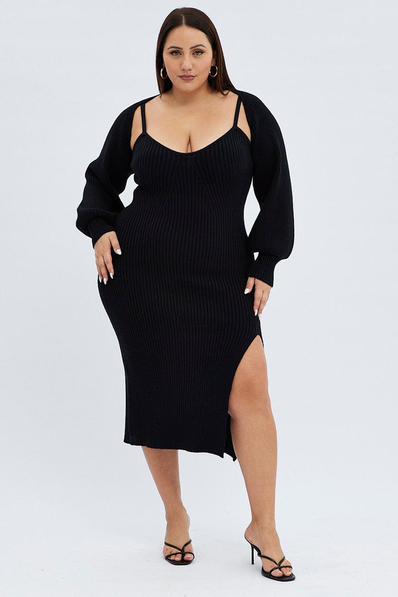 Black Knit Dress Midi Shrug | You & All Black Knit Dress Midi Shrug | You & All