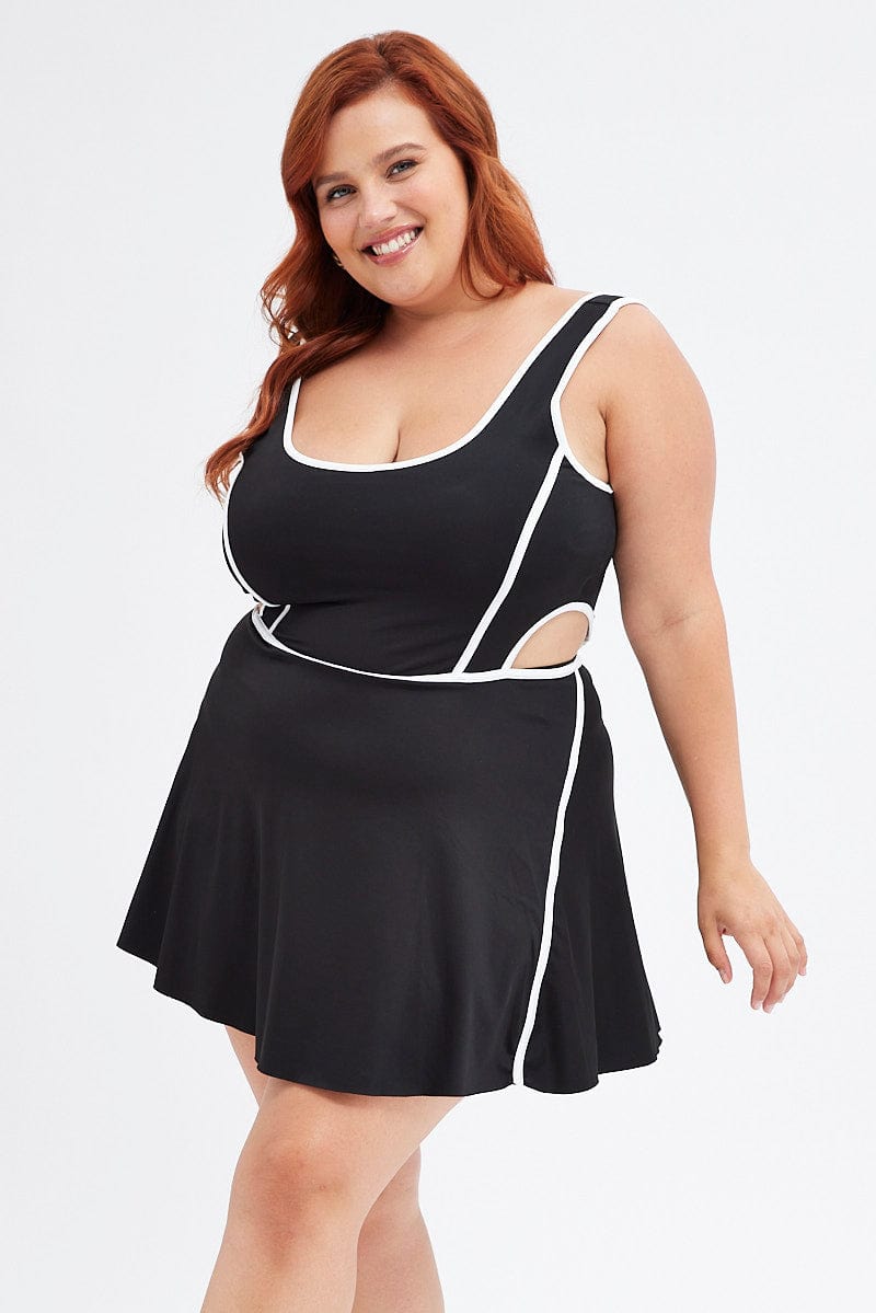Black Tennis Dress With Shorts Inbuilt | You & All Black Tennis Dress With Shorts Inbuilt | You & All