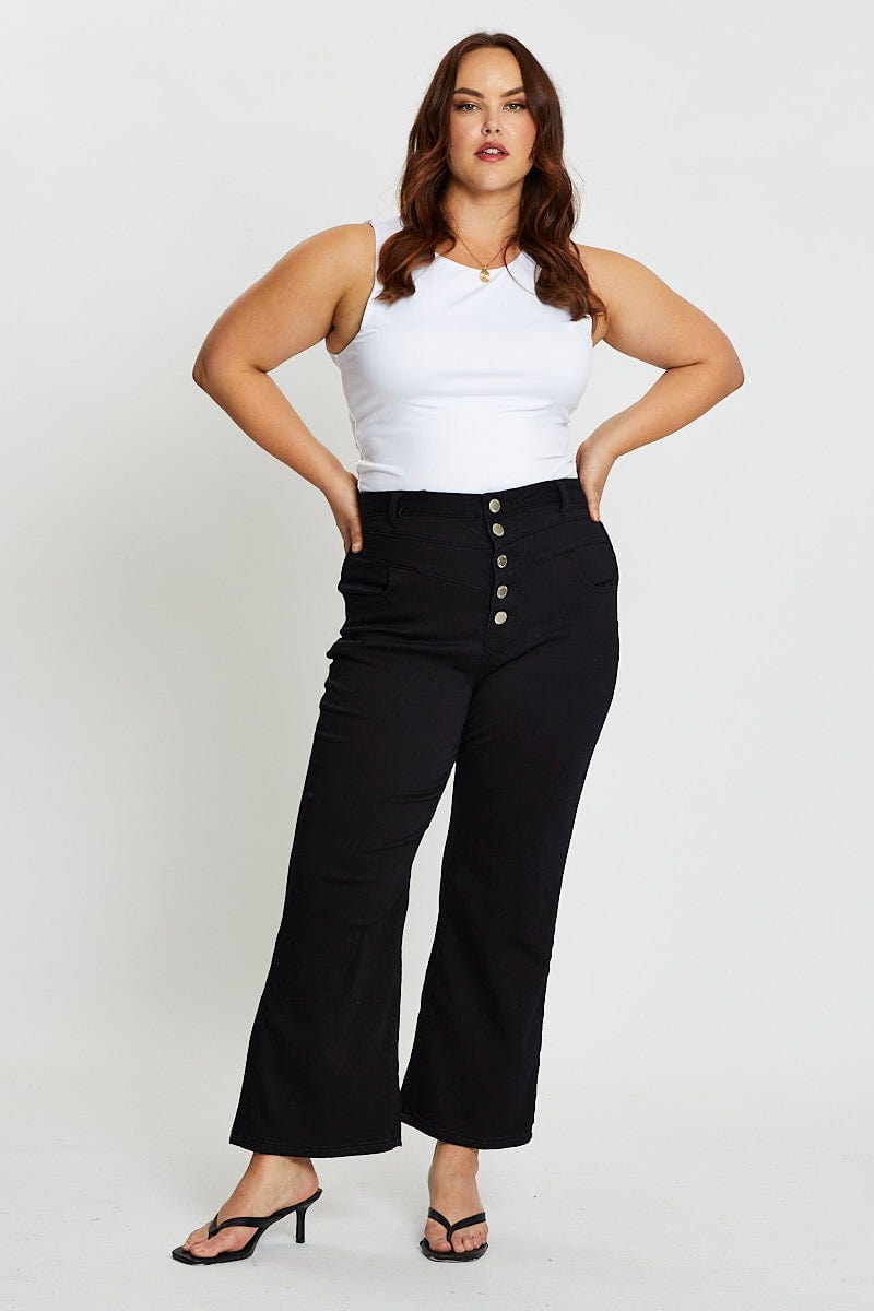 Plus Size High Rise Wide Leg Button Fly Jeans