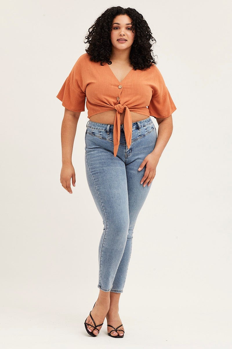 Plus Size Steel Blue High Rise Acid Wash Skinny Denim Jeans You