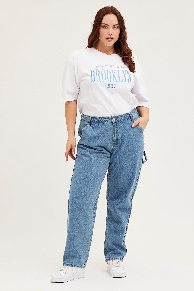 Jeans Spring Plus Size Plus Size Straight-Leg Jeans White Curvy