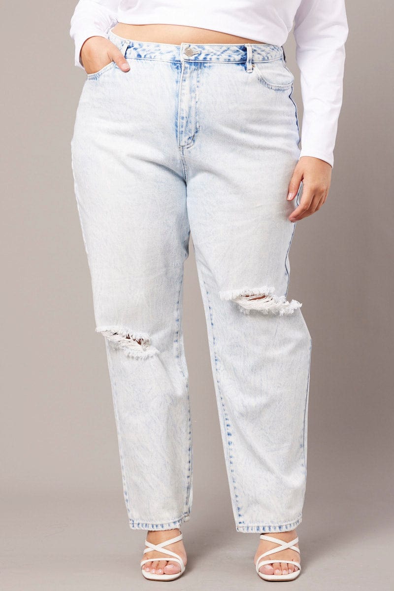 Denim Mom Jeans High Rise Ripped You All