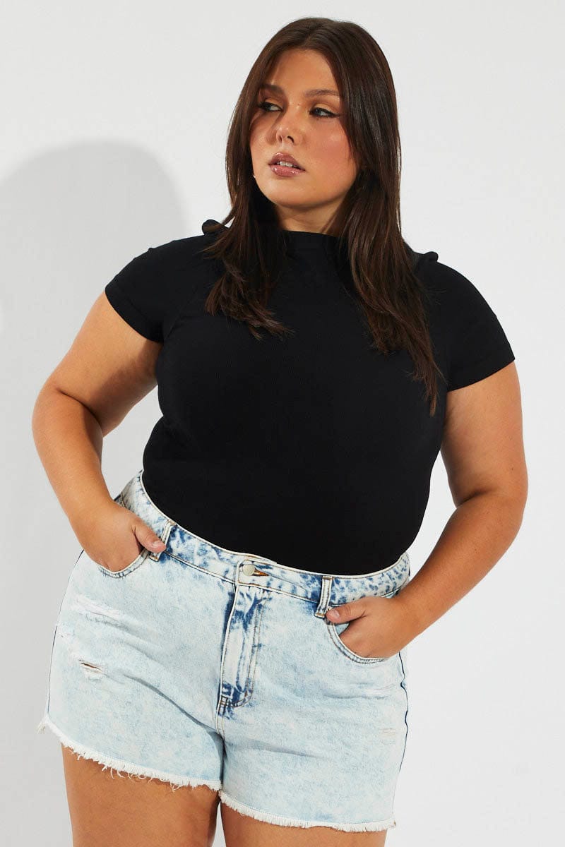 Denim Relaxed Shorts High Rise You All - Main Image