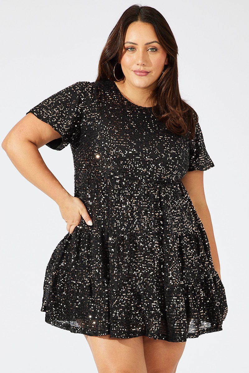 plus size sequin swing dress Roaman's Women's Plus Size Sequin Swing Dress