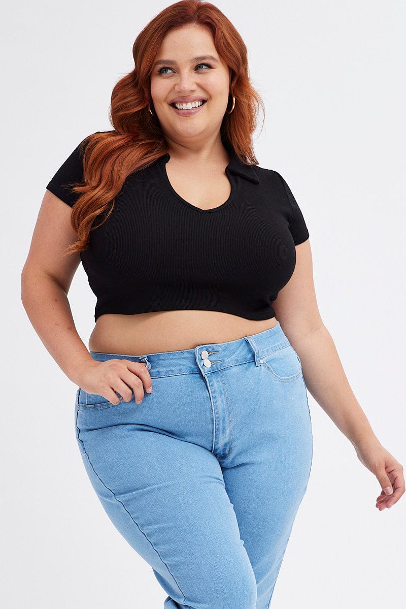 V Neck Plus Size Black Polo ASOS DESIGN Curve Relaxed Polo Shirt
