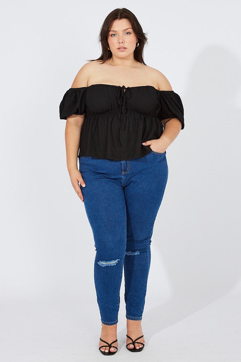 Black off shoulder discount sweetheart neckline top