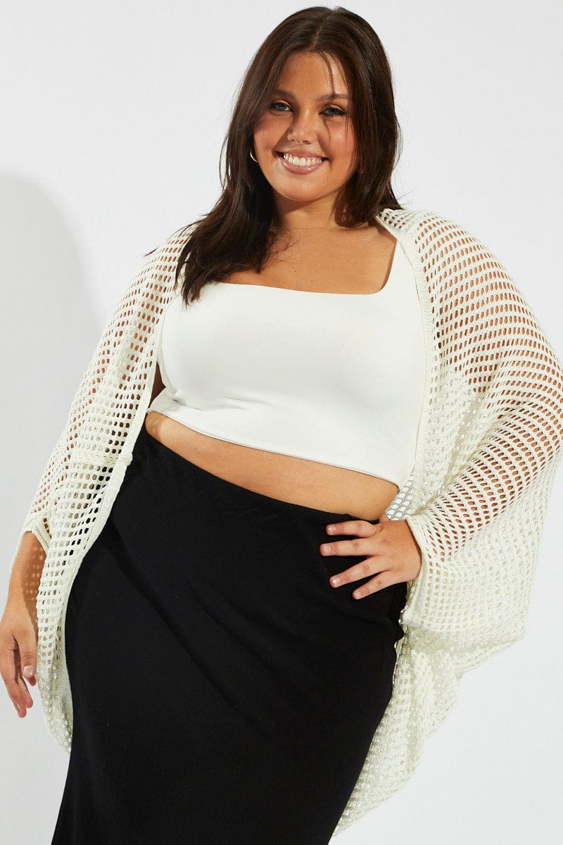 White Crochet Cardigan Longline You All