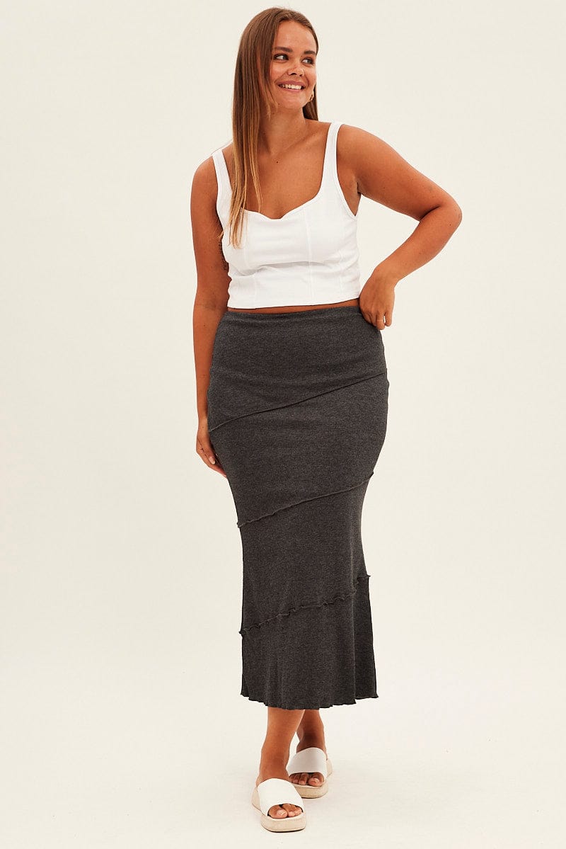 Women's plus size maxi skirts grey Clearance
