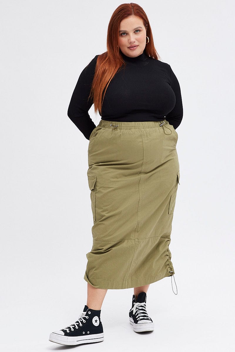 Women's plus size maxi skirts khaki Clearance
