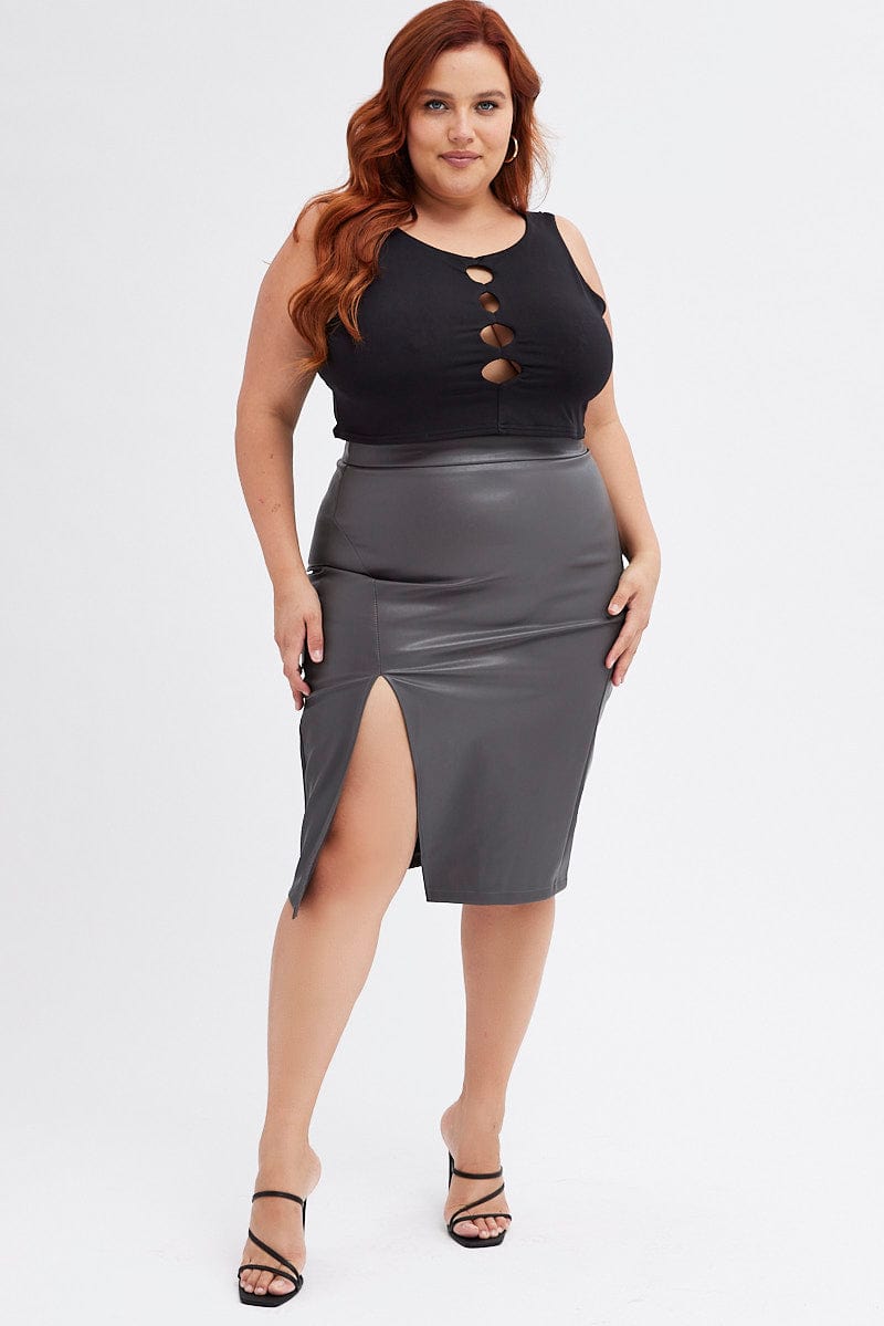 Midi Skirts Plus Size Leather Skirts And Dresses Curves Black