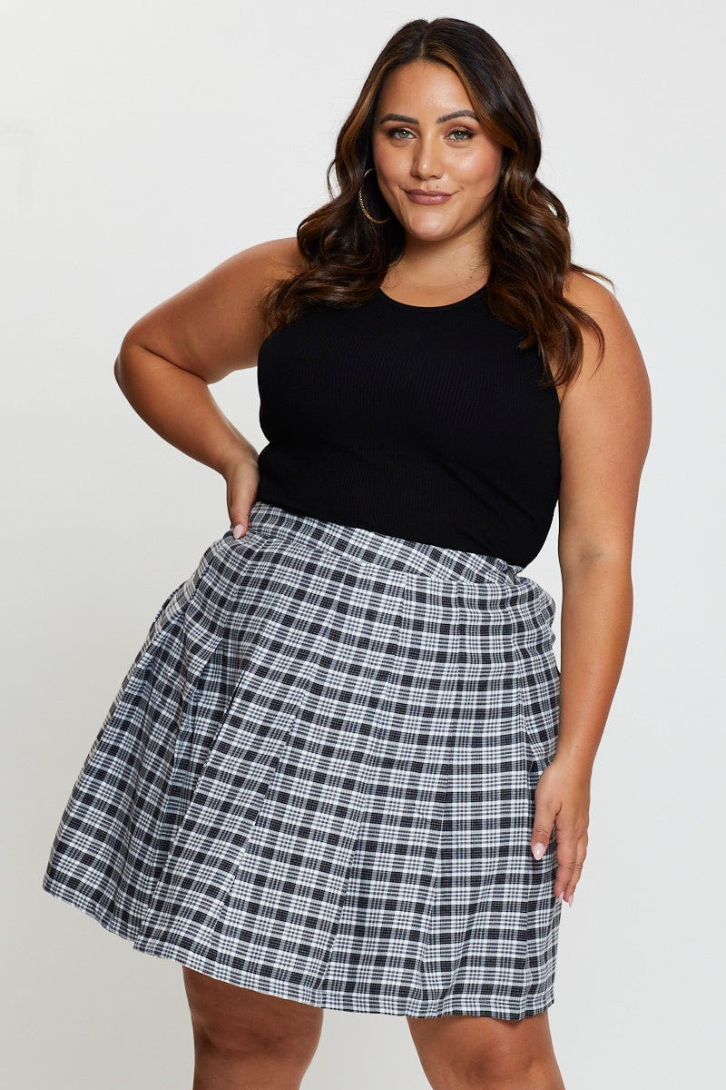 Skater Skirts Plaid Skirt Plus Size Plus Size Check Mini Tennis