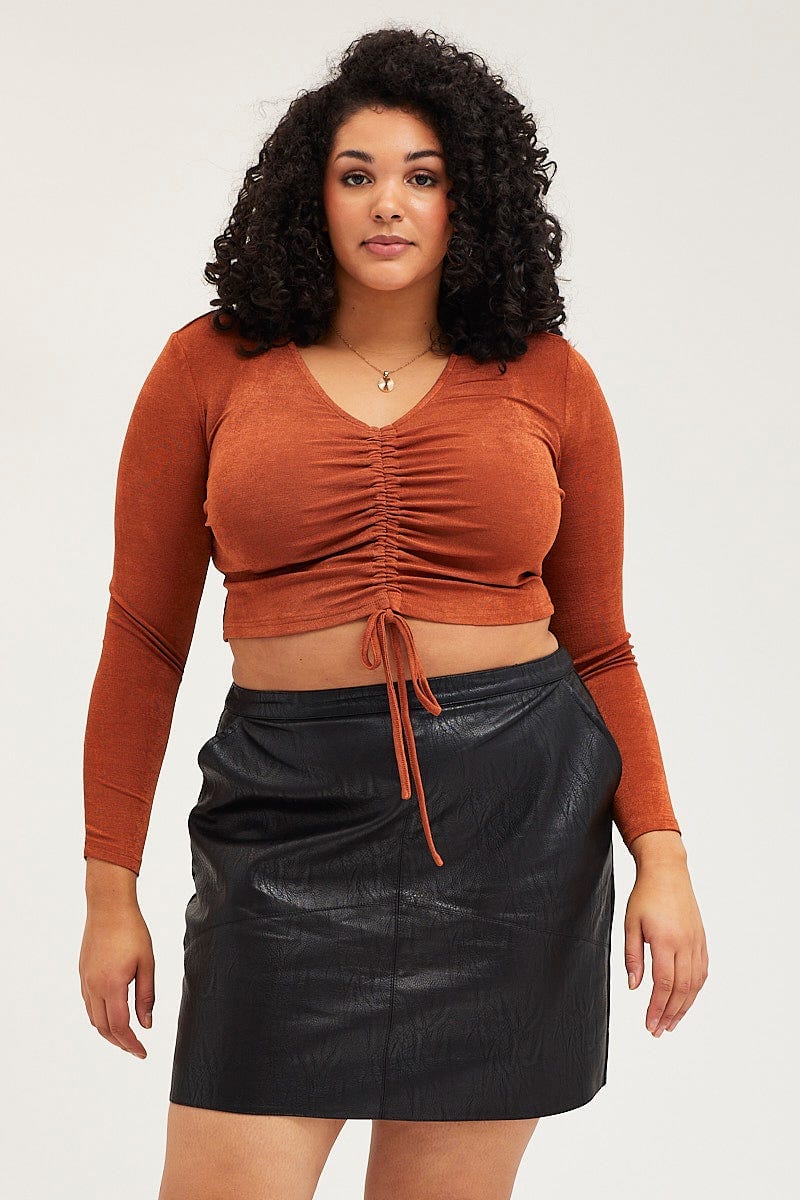 Plus Size Black High Waist Faux Leather Mini Skirt You All