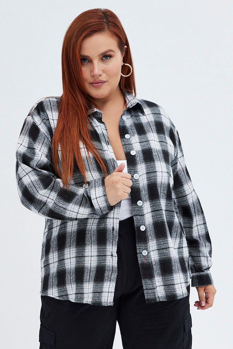 Black Check Relaxed Shirt Long Sleeve You All