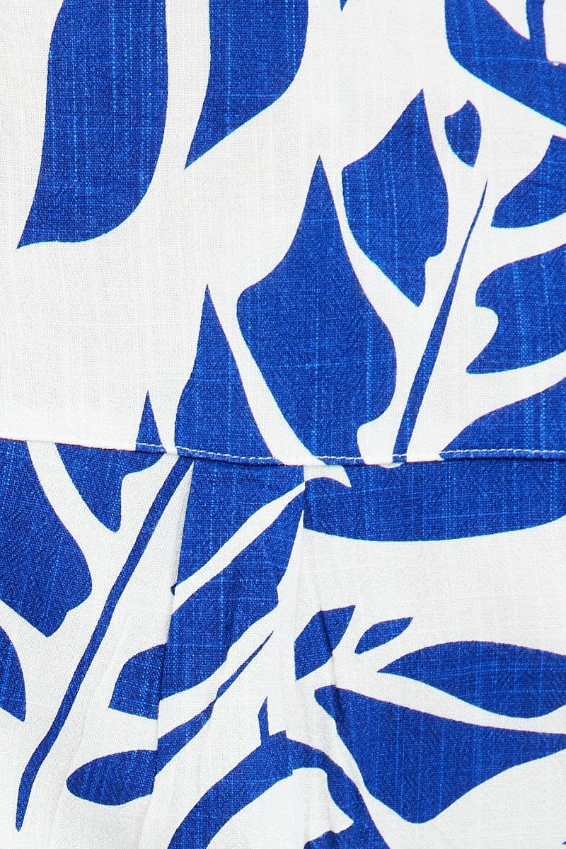 Blue Abstract Relaxed Shirt Short Sleeve for YouandAll Fashion