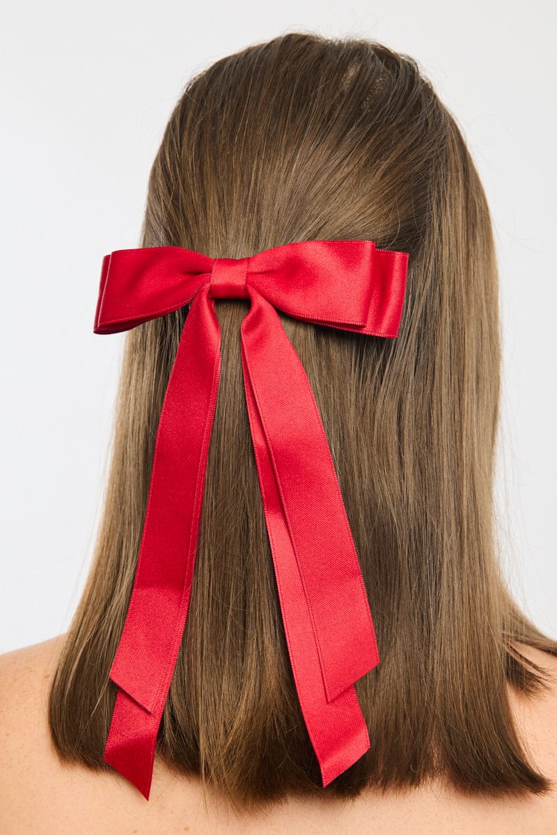 Red Bow Hair Clip