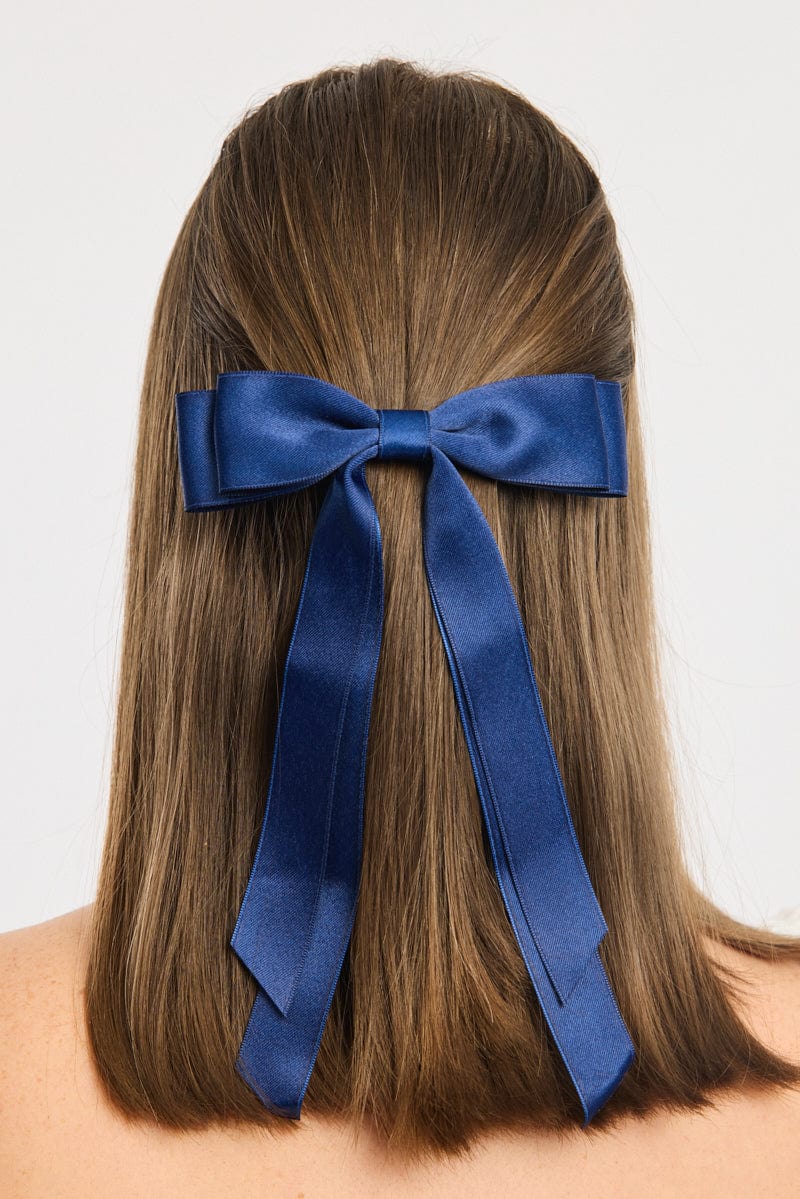 Blue Bow Hair Clip