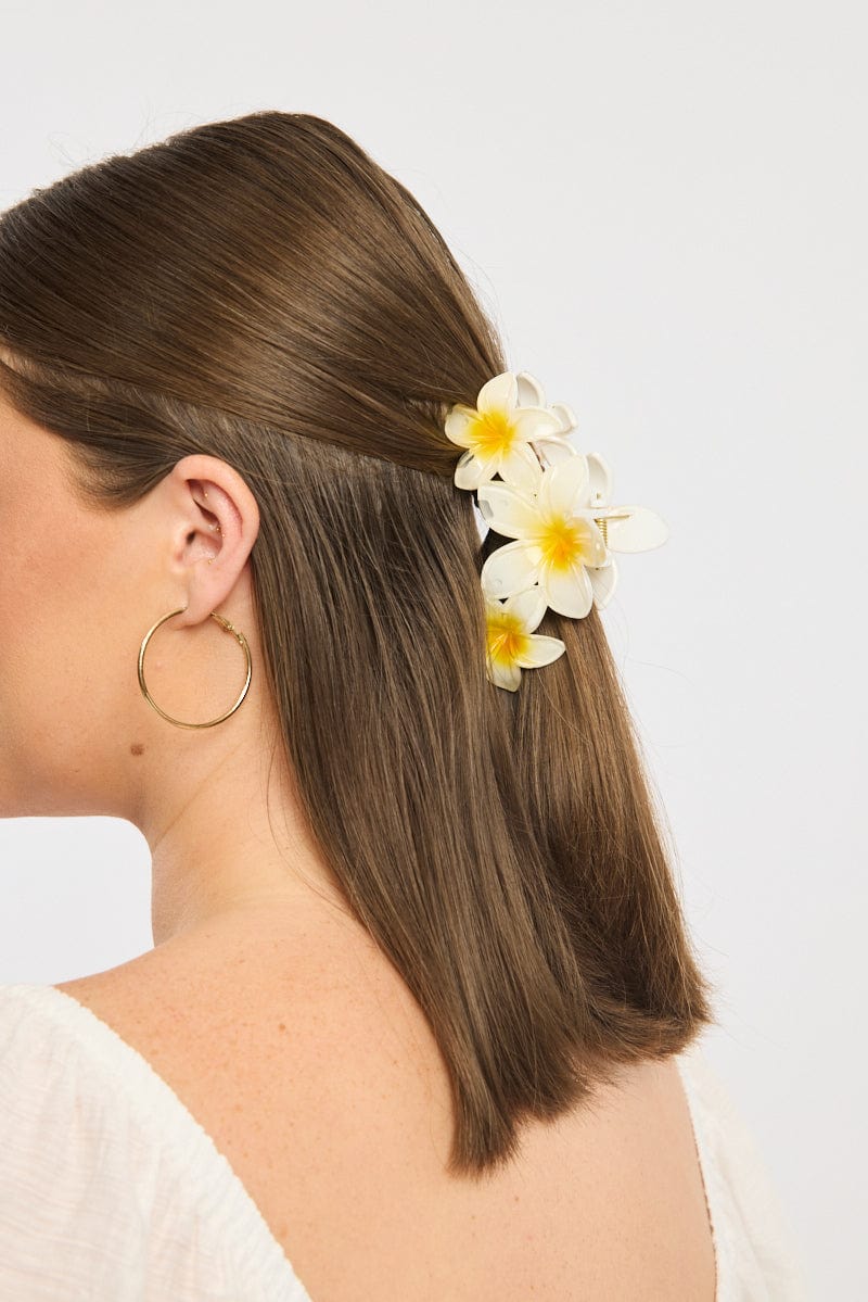 White Flower Claw Clip