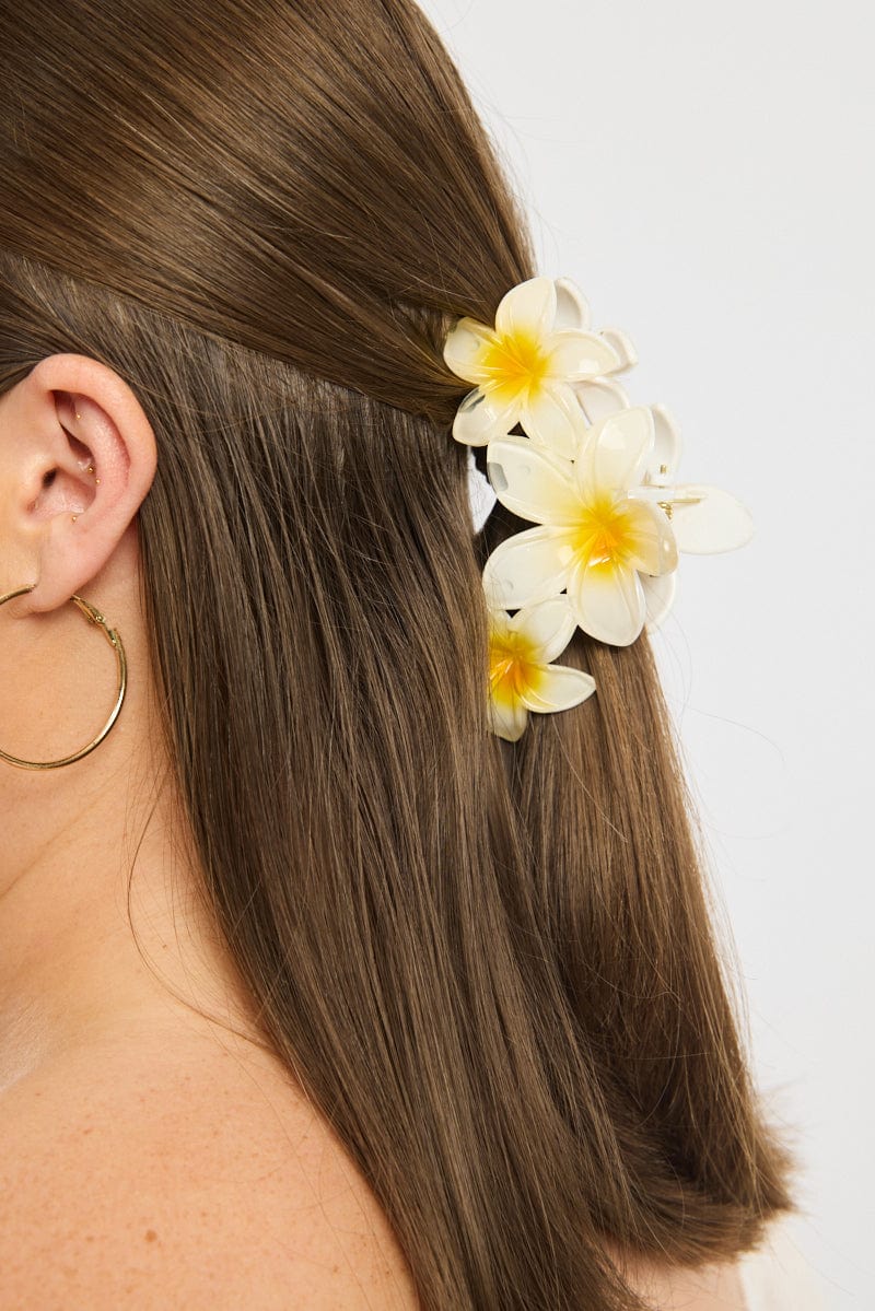White Flower Claw Clip
