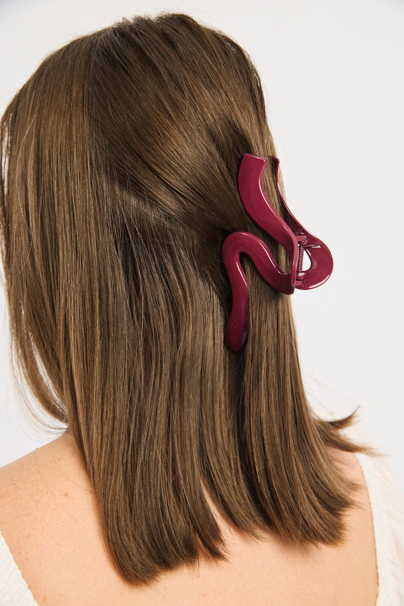 Red Large Wave Hair Claw Clip