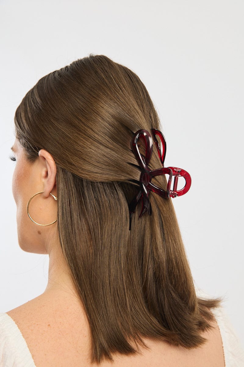 Red Bow Claw Clip