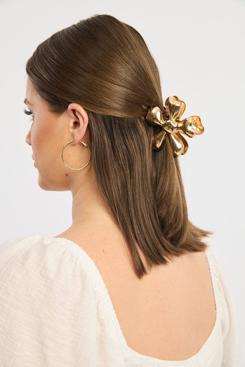 Gold Flower Claw Clip