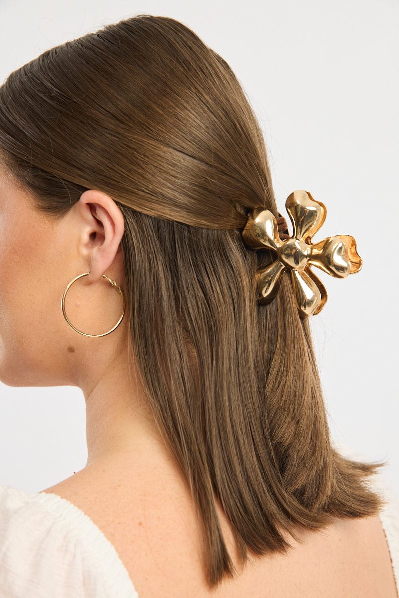 Gold Flower Claw Clip