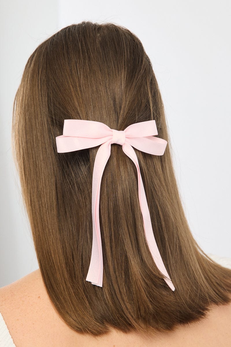 Pink Bow Hair Clips