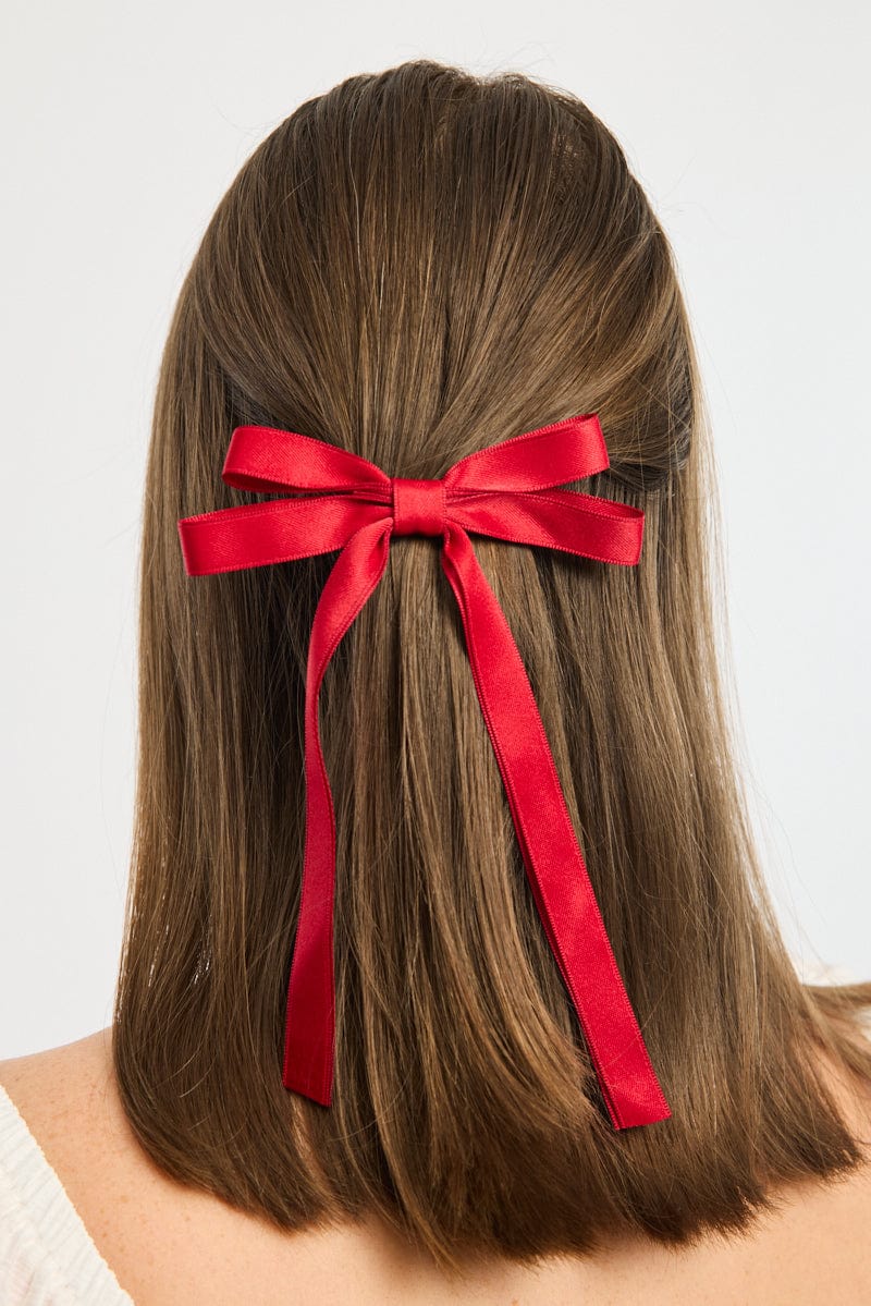 Red Bow Hair Clips