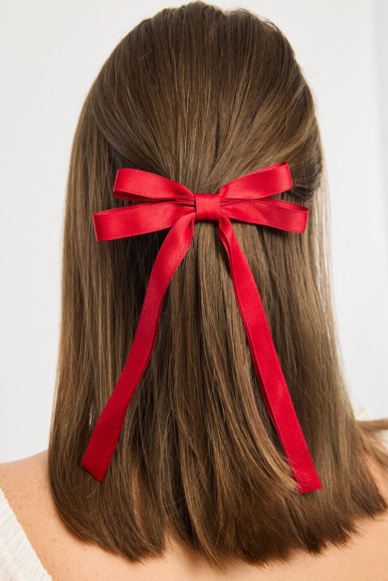 Red Bow Hair Clips