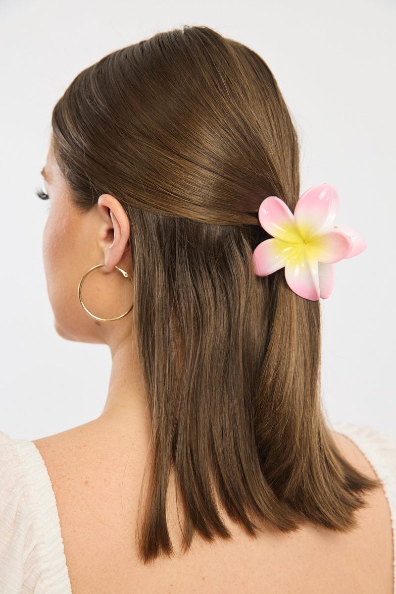 Pink Hibiscus Flower Claw Clip