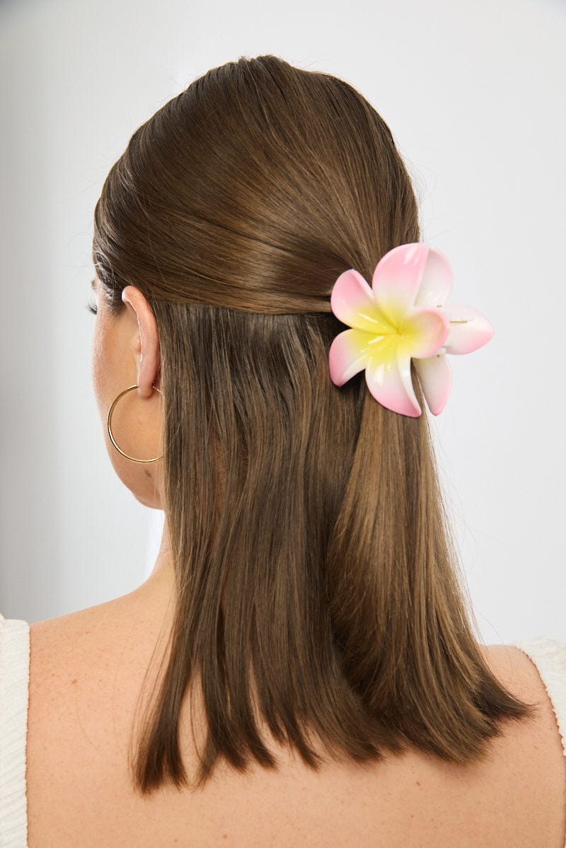 Pink Hibiscus Flower Claw Clip